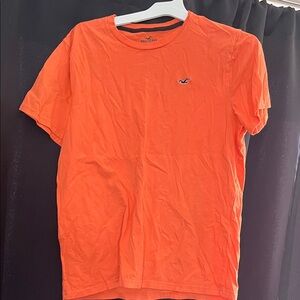 Hollister Men’s Crew Neck Tee in Bright Orange with Small Logo